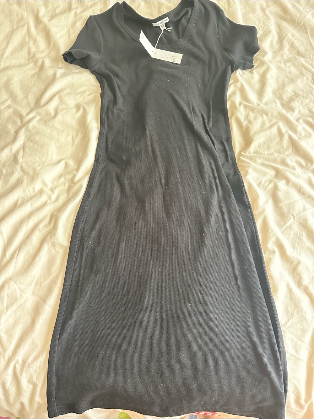 James Perse Black Short-Sleeve Midi Dress